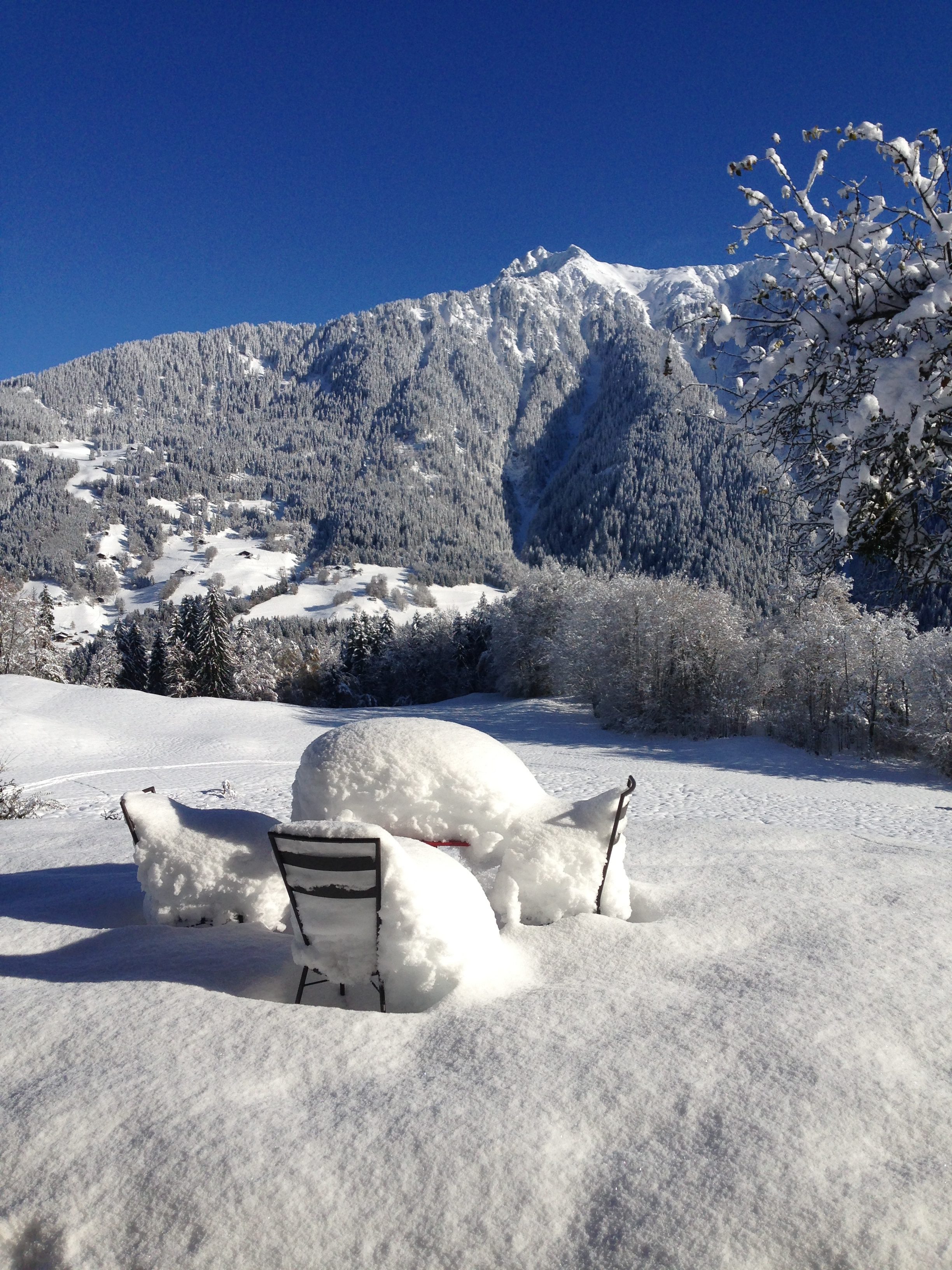 vue chalet hiver